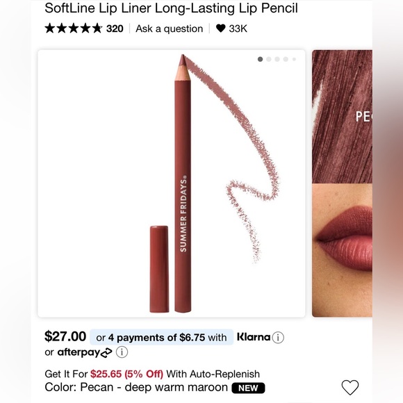 Summer Fridays Other - Summer Fridays - softLine lip Liner - pecan - new!